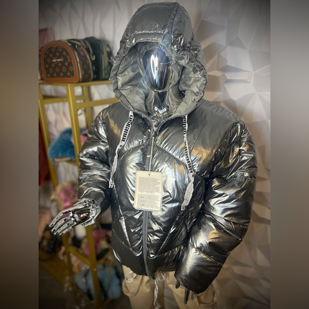 Silver Metallic Puffer Jacket